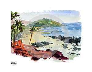 Vector watercolor illustration of Goa