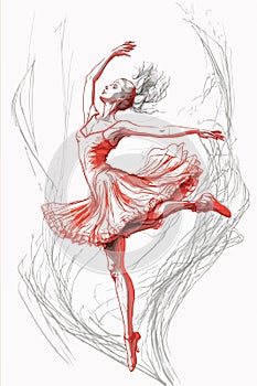 Vector Watercolor isolated dancing ballerinas, poses. Painting set of young women in black and white dresses.