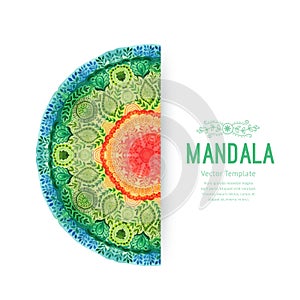 Vector watercolor mandala. Decor for your design, lace ornament. Round pattern, oriental style.