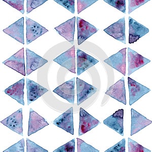 Vector watercolor rhombus trinagles tile seamless pattern background photo