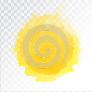 Vector watercolor sun, isolated on transparent background. Illustration.