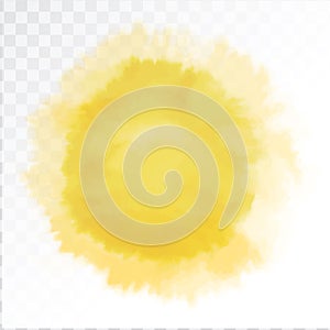 Vector watercolor sun, isolated on transparent background. Illustration.