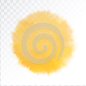 Vector watercolor sun, isolated on transparent background. Illustration.