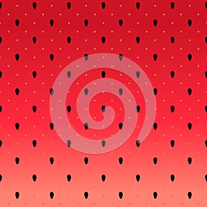 Vector watermelon background with black seeds and polka dots.