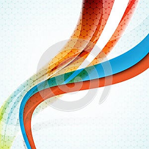 Vector wave elements in blue, orange and green business background