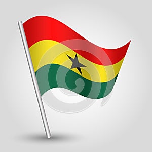 Vector waving simple triangle ghanian flag symbol of ghana with metal stick photo
