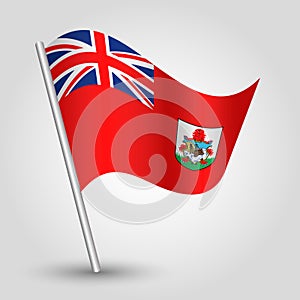 Vector waving triangle bermudian flag on slanted silver pole - symbol of bermuda with metal stick