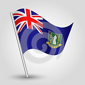 Vector waving triangle islander flag on slanted silver pole - symbol of british virgin islands with metal stick