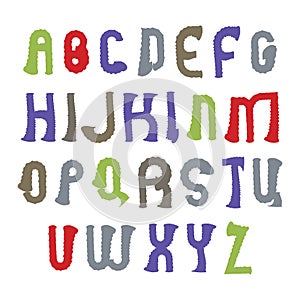 Vector wavy alphabet letters set, hand-drawn