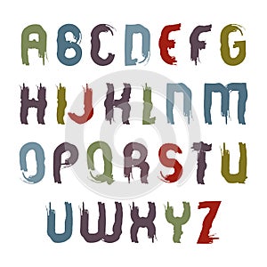 Vector wavy cartoon font, handwritten watercolor capital letters