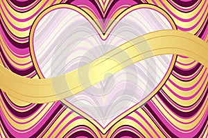 Vector wavy colorful striped pattern with white heart