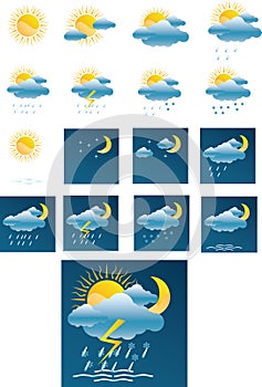 Vector weather forecast icons + All separate photo