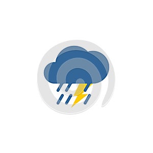 Vector weather thunderstorm flat style symbol icon