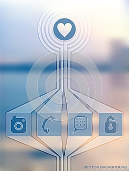 Vector Web and Mobile Interface Template. Blurred Background. H