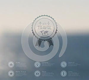 Vector web and mobile interface template. Travel corporate website design. Minimalistic backdrop. Vector. Editable. Blurred. Tri