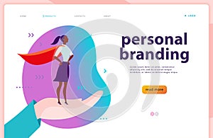 Vector web page template - personal branding, business communication, consulting, planning.