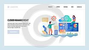 Vector web site design template. Cloud computing technology and secure storage. Cloud management. Landing page concepts