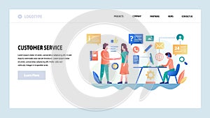 Vector web site design template. Customer service and online support chat, helpdesk, sales. Landing page concepts for