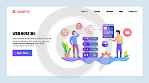 Vector web site design template. Web hosting and datacenter. Landing page concepts for website and mobile development