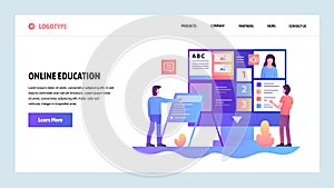 Vector web site design template. Online education and e-learning course. Landing page concepts for website and mobile