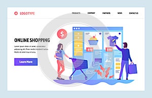 Vector web site design template. Online shopping, internet clothes store. Sale and consumerism. Landing page concepts