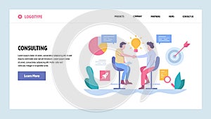 Vector web site gradient design template. Business deal, partnership contract and investment. Landing page concepts for