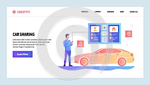 Vector web site gradient design template. Car sharing and taxi app. Landing page concepts for website and mobile
