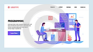 Vector web site gradient design template. Coding and software app development. Landing page concepts for website and