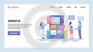 Vector web site gradient design template. Contact Us company information page. Landing page concepts for website and