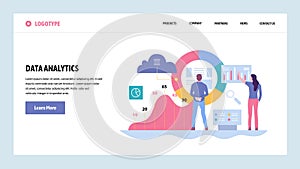 Vector web site gradient design template. Data analytics, dashboard and business finance report. Landing page concepts