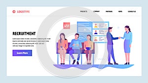 Vector web site gradient design template. Human resources and hiring. Recruitment, head hunter, job. Landing page