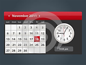 Vector Web and UI Calendar with clock icon