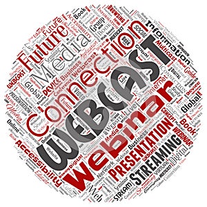 Vector webcast webinar round communication word cloud