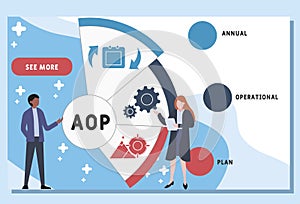 Vector website design template . AOP - Annual Operational Plan acronym, business concept.