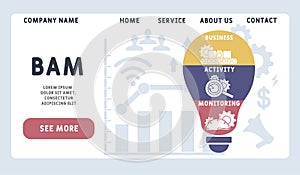 Vector website design template . BAM - Business Activity Monitoring , business concept.