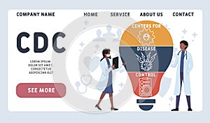 Vector website design template . CDC - Centers for Disease Control acronym, business concept.