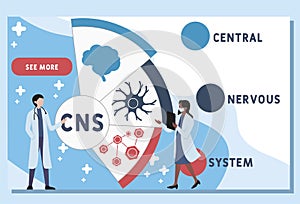 Vector website design template . CNS - Central Nervous System, acronym medical concept.