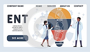 Vector website design template . ENT -  Ear Nose Throat  acronym, medical concept.