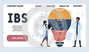 Vector website design template . IBS - Irritable Bowel Syndrome  acronym, medical concept.