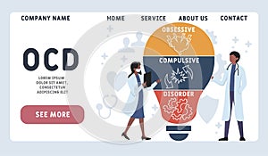 Vector website design template . OCD - Obsessive Compulsive Disorder.