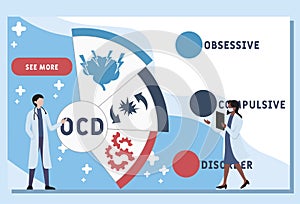 Vector website design template . OCD - Obsessive Compulsive Disorder. acronym medical concept.