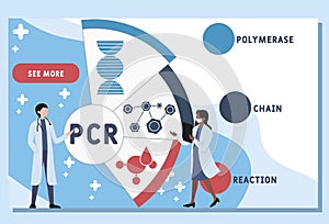 Vector website design template . PCR -  Polymerase Chain Reaction, acronym medical concept.