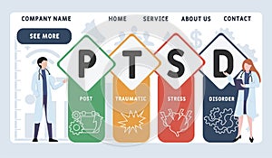 Vector website design template . PTSD - Post Traumatic Stress Disorder.