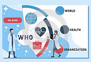 Vector website design template . WHO - World Health Organization, medical concept.