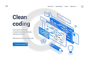 Vector of website offering clean coding information