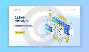 Vector of website offering clean coding information