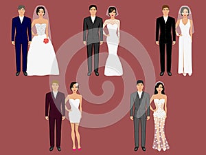 Vector wedding apparel, garment different costumes