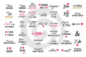 Vector wedding caligraphy typography collection marriage set photo