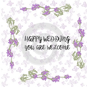 Vector wedding invitations set with lavender flowers on white background. Romantic tender floral design for wedding