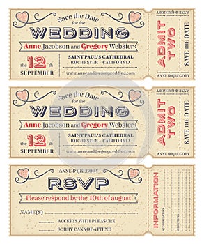 Vector Wedding Invite Tickets